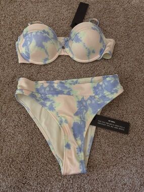 triangl swimwear Pastel  Tie-Dye Bikini Set in Light Blue, White, Mint